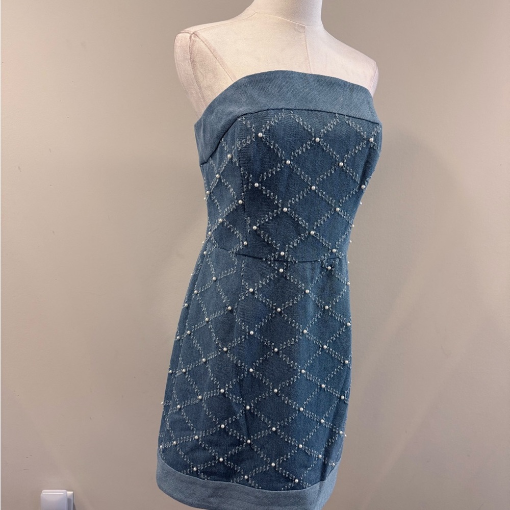 Shoshanna Denim Blue Strapless Dress